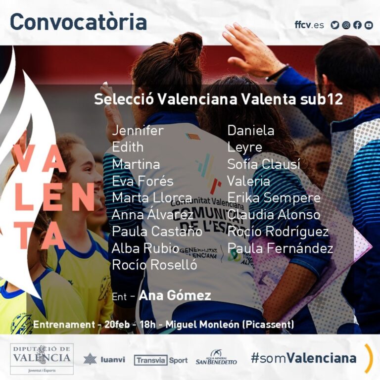 Convocatoria #Valenta sub12 para entrenamiento cara CNSA